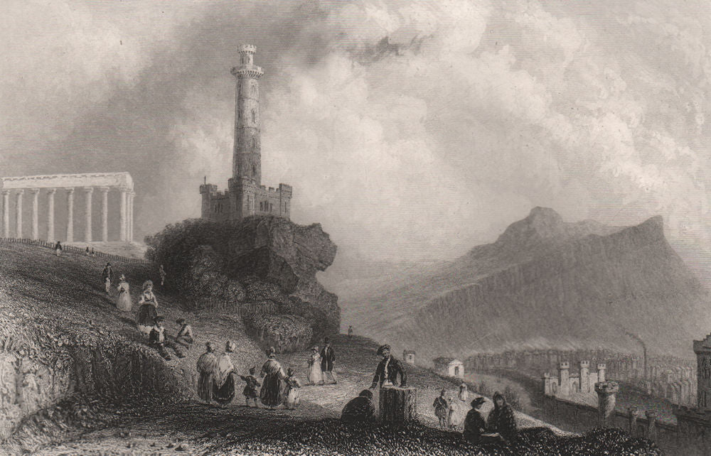 The Calton Hill, with the Nelson Monument. Scotland. BARTLETT c1840 old print